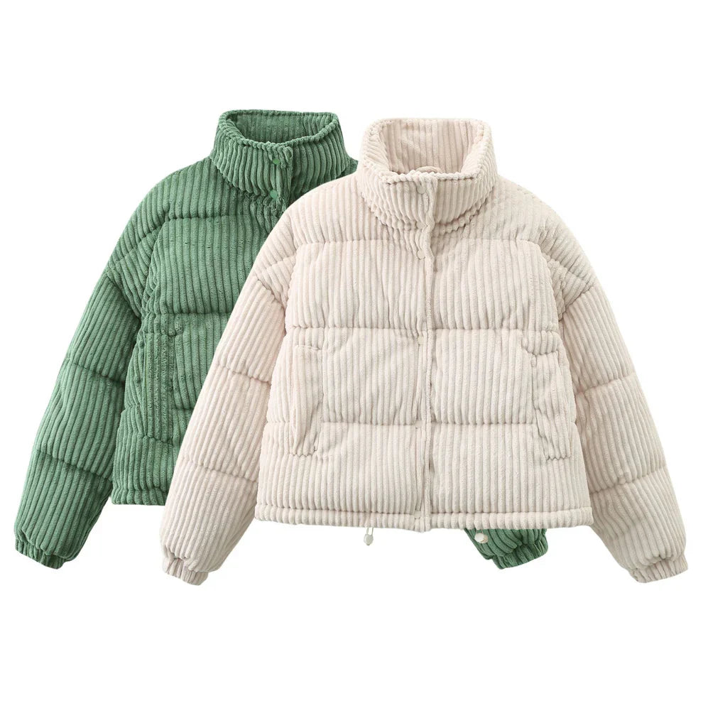 The Cold-Weather Must-Have: The Corduroy Puffer Jacket