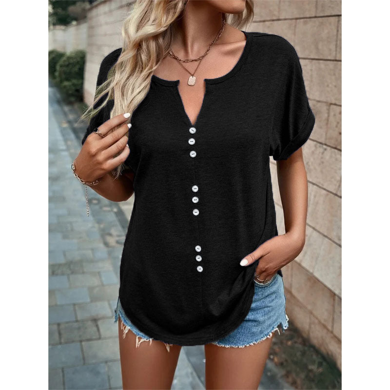 V-neck Short Sleeve Tops Shirt: Your Summer Essential with a Splash of Style