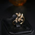 Leaf-shaped Open Diamond Ring 18K Real Gold Plating - Minihomy