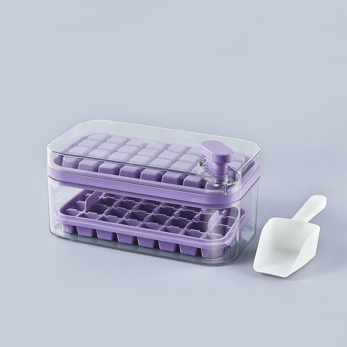 One-Button Press Type Ice Mold Box - Ice Cube Maker with Storage Box and Lid