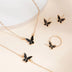 Butterfly Jewelry Set for Women - 5 Piece Necklace, Earrings, Ring, Bracelet - Minihomy