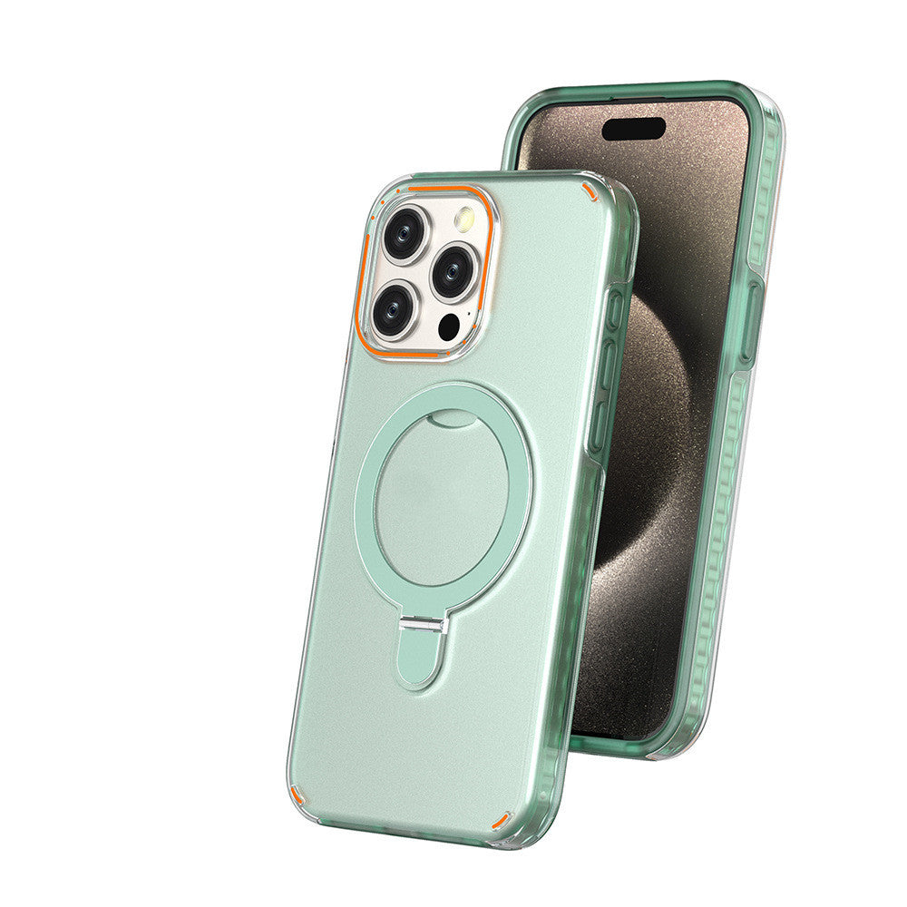 Colorful Magnetic Bracket Phone Case with Stand MagSafe Transparent Wireless Charging for iPhone