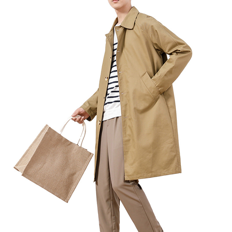 Men's Single-breasted Casual Mid-length Trench Coat: Your Stylish Companion - Minihomy