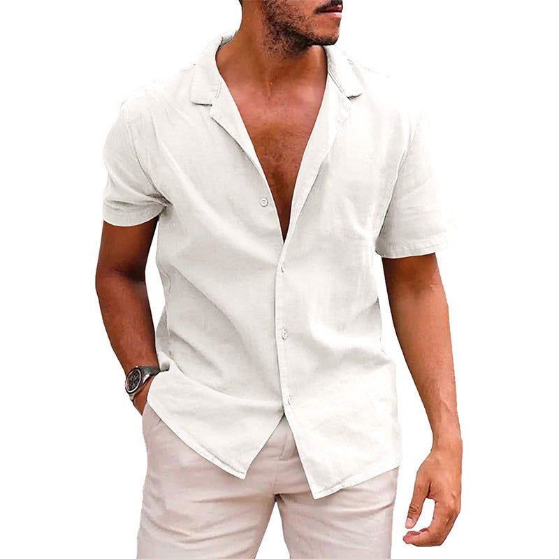 Men's Tops Casual Button Down Shirt Short Sleeve Beach Shirt Summer