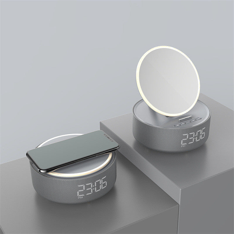 Mirror Wireless Charger Alarm Clock Bluetooth Speaker LED Night Light Smart Digital Clock Loudspeaker For Phone Charger - Minihomy