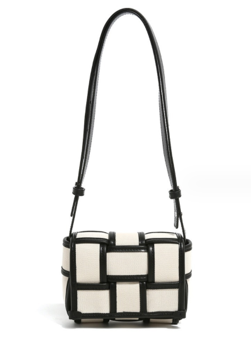 Black And White Contrasting Canvas Bag - Minihomy