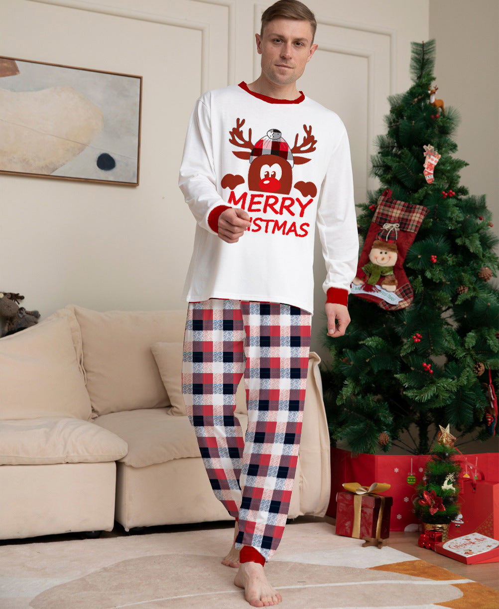 Plaid Deer Christmas Parent-child Pajama Suit