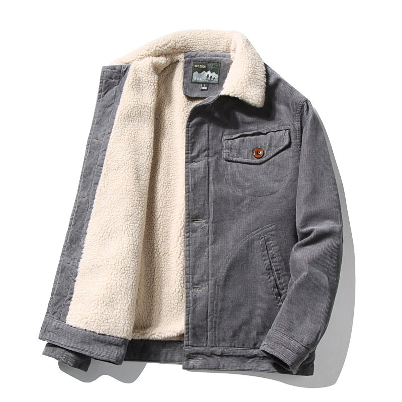 Men's Winter Plus Velvet Jacket Corduroy Tooling Casual jacket - Minihomy