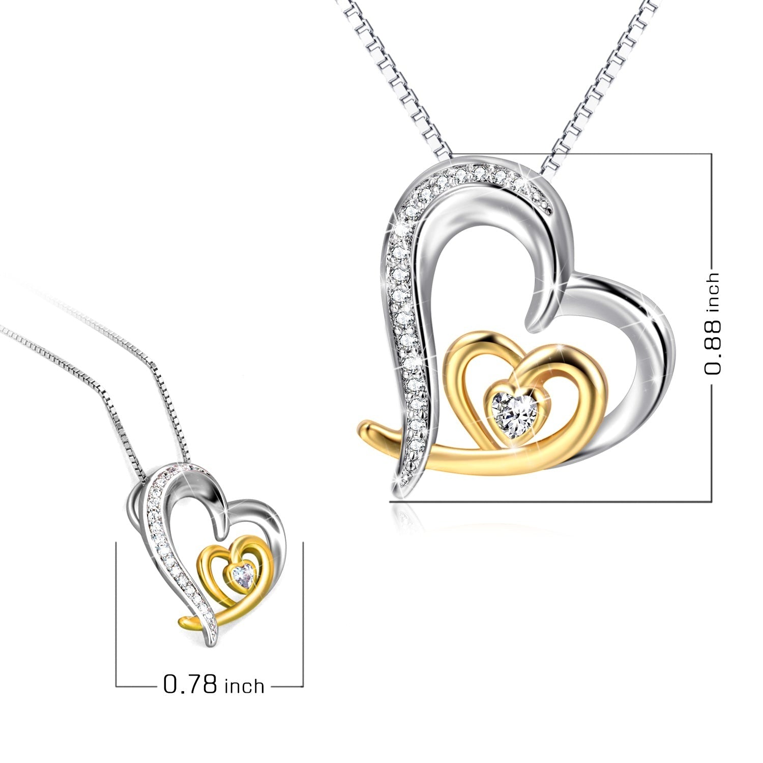 Two-tone Love Heart Moving Micro-inlaid Zircon Clavicle Chain