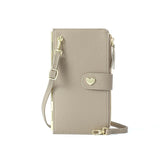 Mobile Phone Bags With Transparent Touch Screen Love Buckle Long Wallet Women Multifunctional Crossbody Shoulder Bag