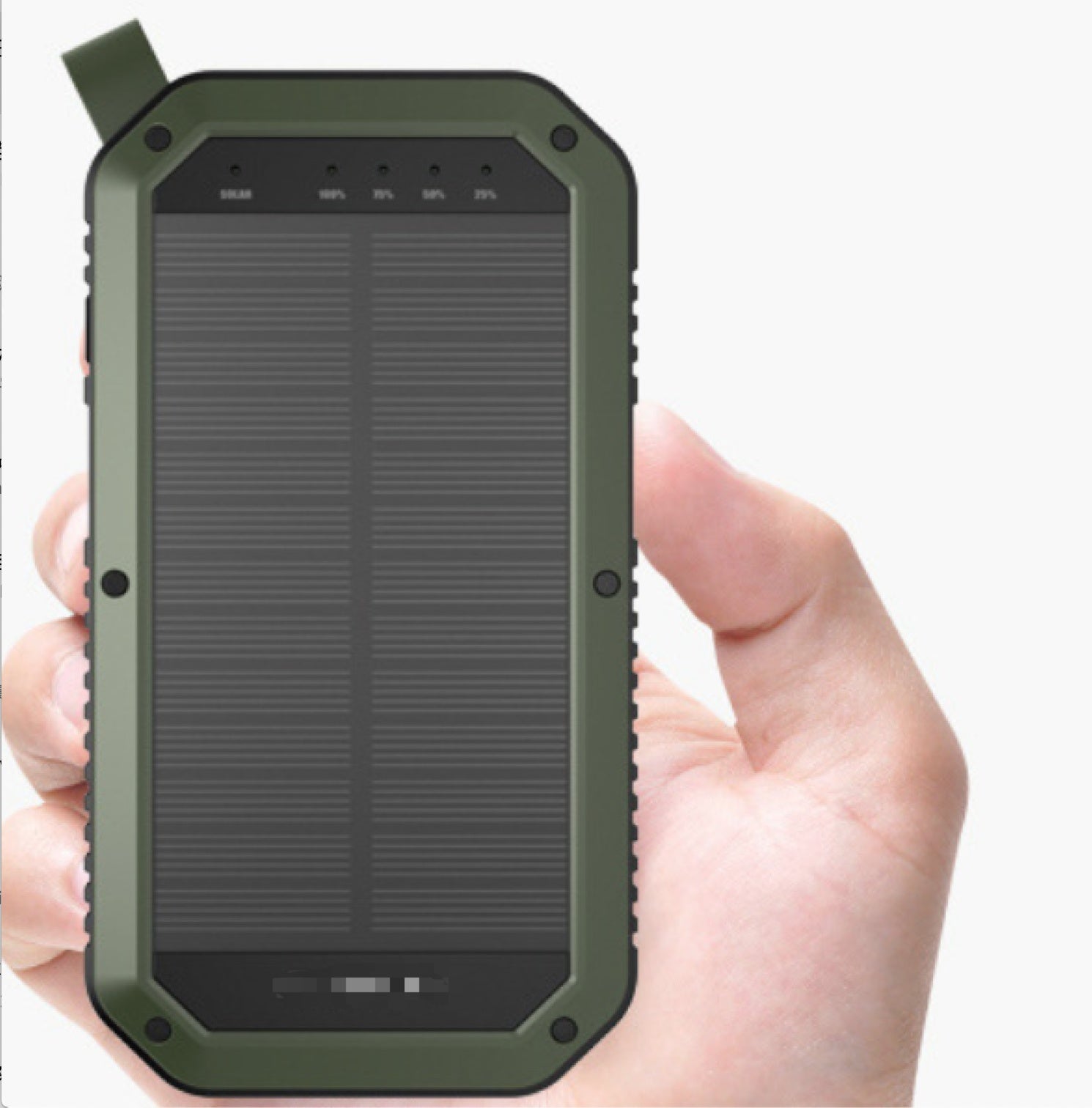 Solar Powered Wireless Power Bank with Built-in Flashlight