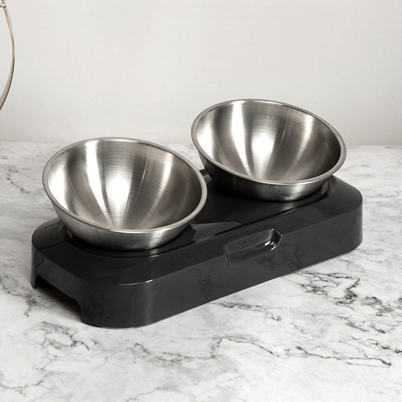 Pet Stainless Steel Bowl Pet Double Night - Minihomy