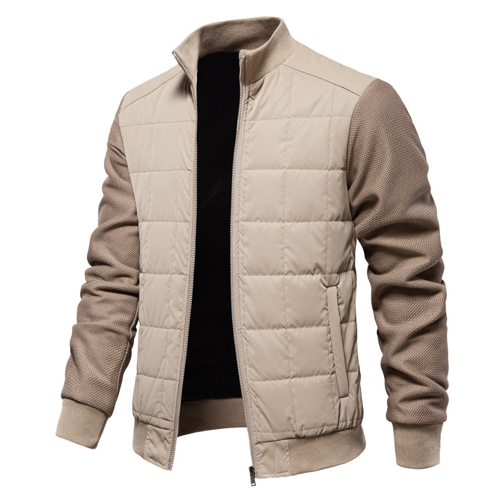 Men's Winter Stand Collar Zipper Jacket - Fashion Stitching Coat