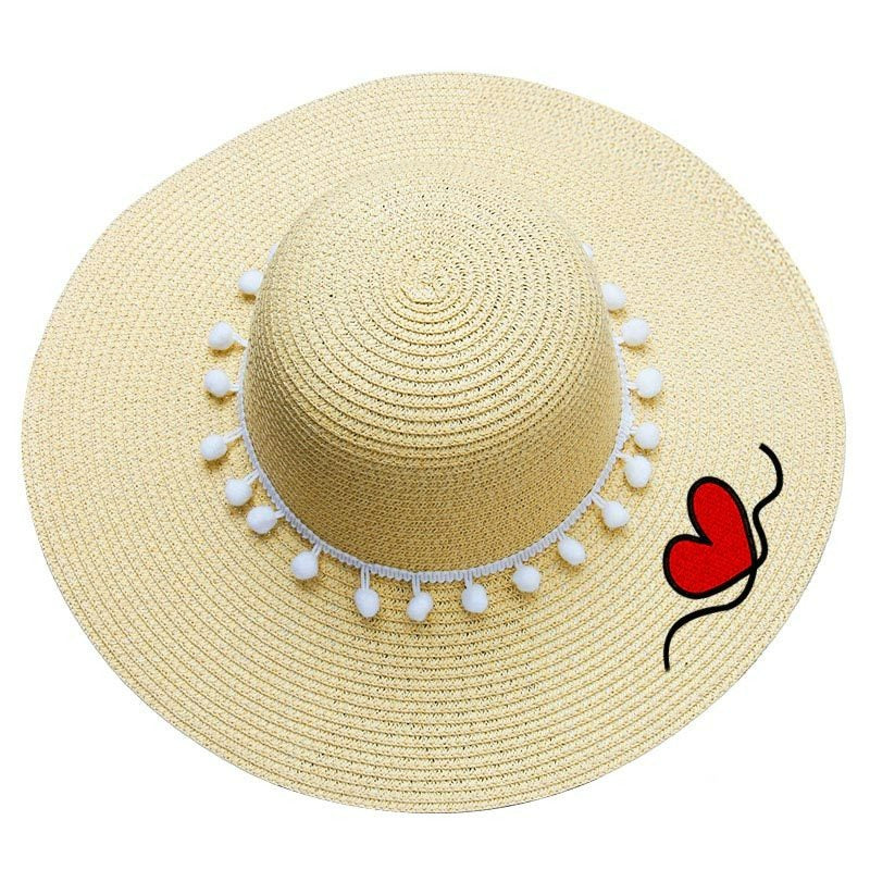 Fashion Personalized Custom Embroidery Beach Hat Your Name Text Logo Women Sun Hat Palm Straw Hat
