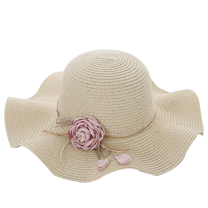 Women's Wavy Edge Big Brim Straw Hat