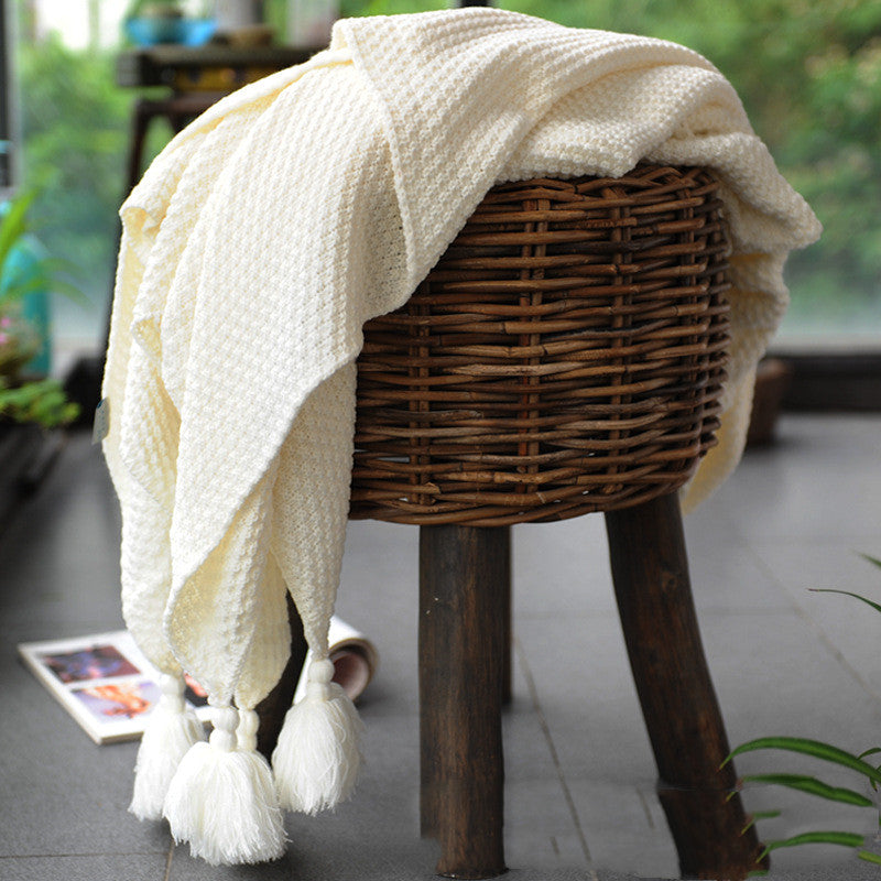 Knitted Blanket Bed End - Nordic Woolen Sofa Blanket - Minihomy