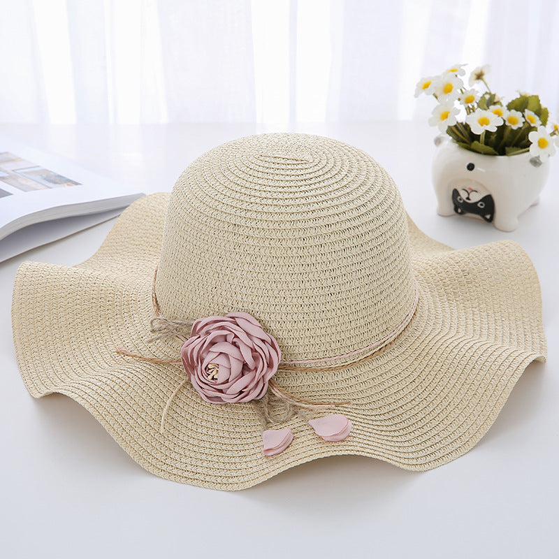 Women's Wavy Edge Big Brim Straw Hat