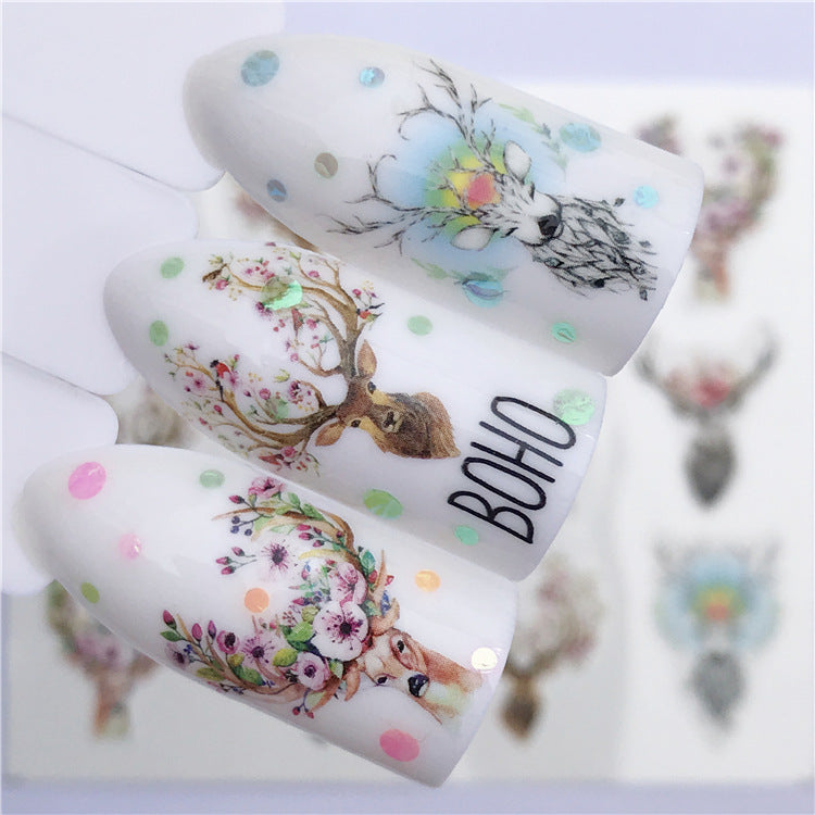 Nail Art Sticker Beautiful Cute Cat Elk Christmas