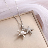 Full Rhinestone Zircon Sea Summer Star Pearl Pendant Titanium Steel Clavicle Chain