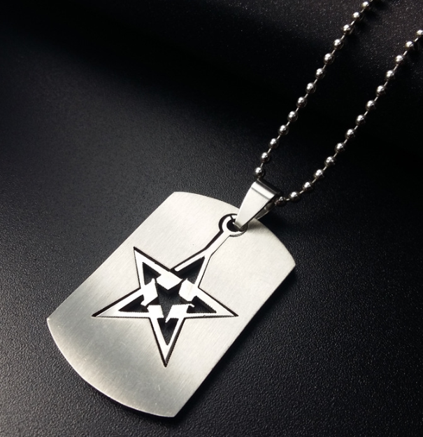 Stainless Steel Lightning Cross Army Tag Necklace For Men