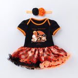 Halloween Pumpkin Short Sleeve Romper