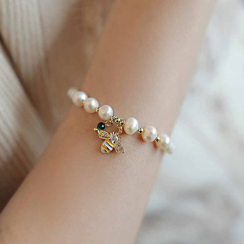 Baroque Freshwater Pearl Bee Bracelet Simple Personality - Minihomy