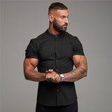 Summer Shirt  Fitness Clothing Cotton Tops Short Sleeve Sports Casual Breathable Shirt