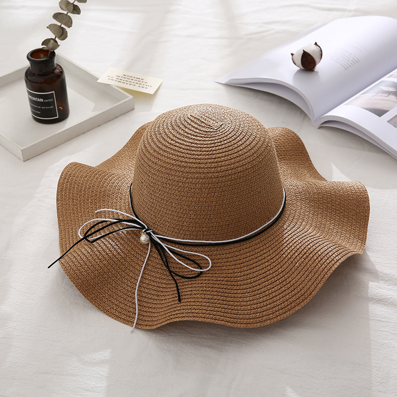 Women's Wavy Edge Big Brim Straw Hat