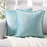 Ball lace pillow velvet solid color sofa short plush ball cushion cover