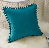 Ball lace pillow velvet solid color sofa short plush ball cushion cover