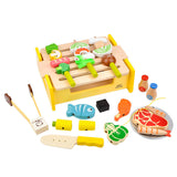 Wooden Play House Kitchen Bbq Set Toy Cooking Magnetic Mini Food Storage Barbecue Puzzle Enlightenment Toy Gift