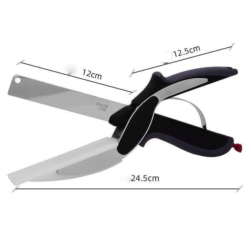 Kitchen Gadget Scissors 2-in-1 Functional Smart Chopping Knife Food Scissors Vegetable Scissors A Good Helper In The Kitchen - Minihomy