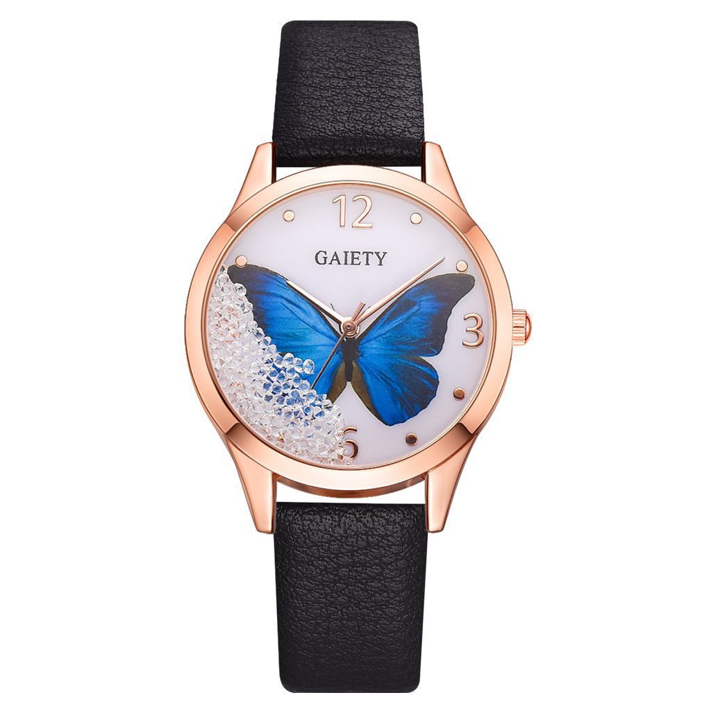 Gaiety Brand Women Watches Luxury Removable Rhinestone Butterfly Watches Ladies Leather Dress Ladies Wrist Watches Female Clock - Minihomy