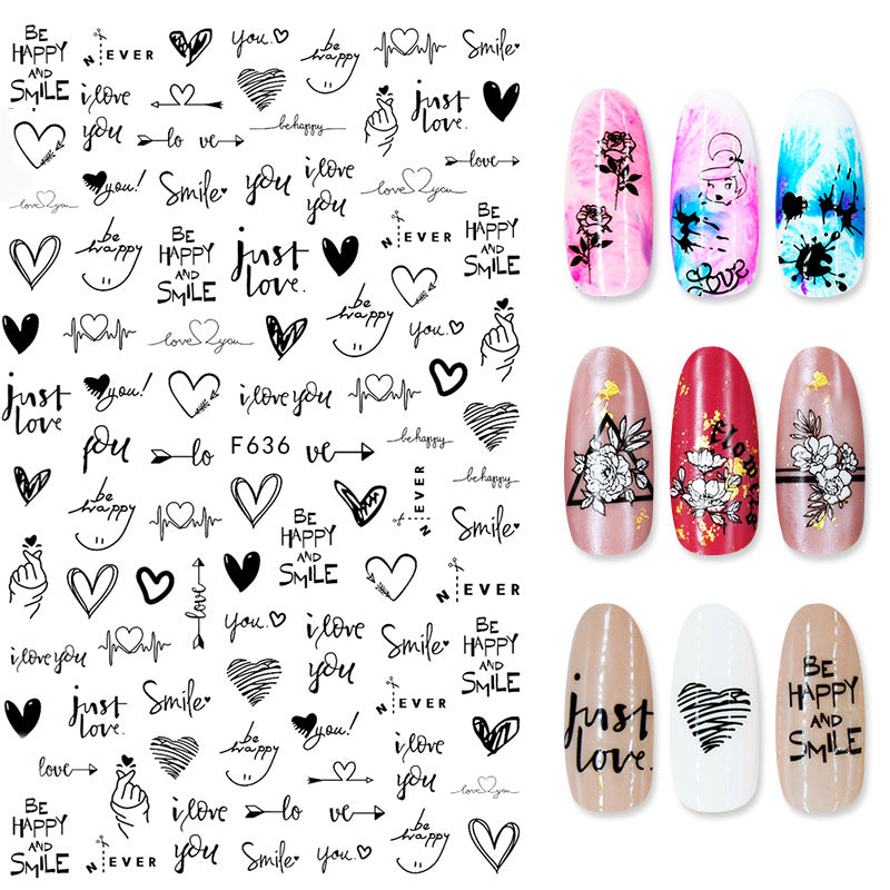 Summer Flowers and Love Adhesive Stickers Nail Art Stickers