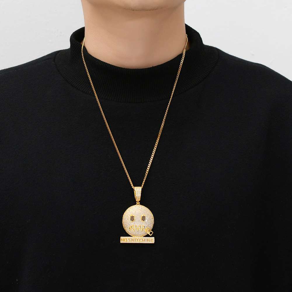 Cartoon Expression Zipper Shut Up Personality Trendy Hip Hop Jewelry - Minihomy