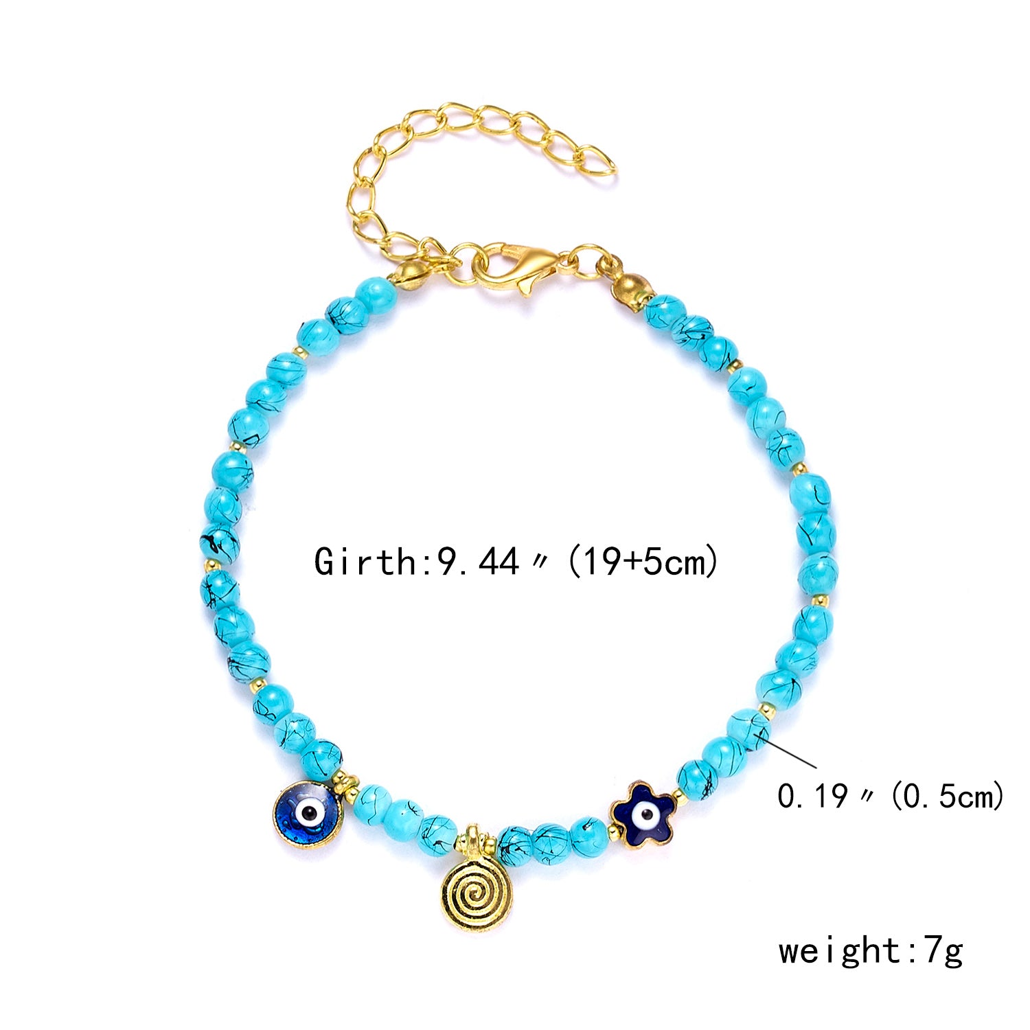 Women Blue Eyes Beads Bring You Lucky Peaceful Adjustable Bracelet