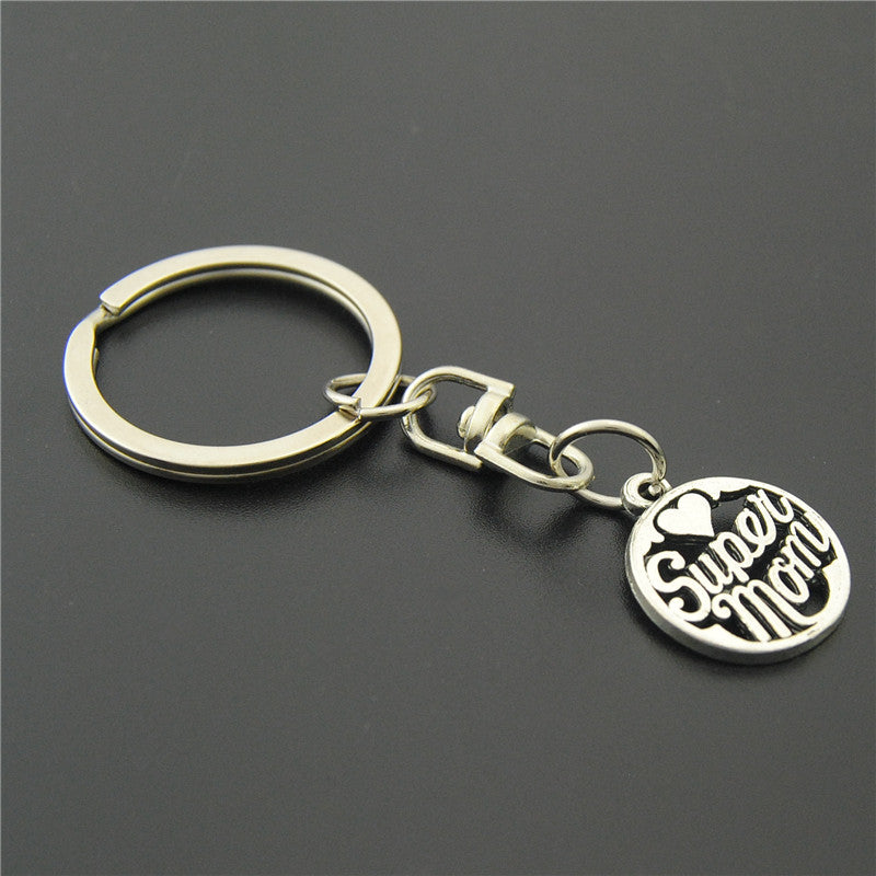 1PC Super Mom Key Chain Round Key Ring Diy Mothers Day Gift