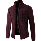 Autumn And Winter Middle-aged Men Plus Velvet Thick Knit Sweater Cardigan - Minihomy