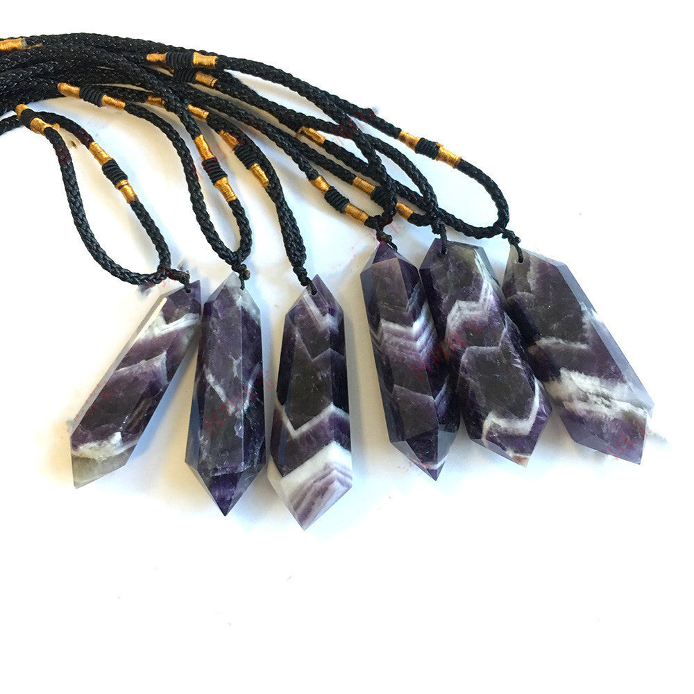 Natural Dream Amethyst Double Pointed Crystal Column Pendant - Minihomy