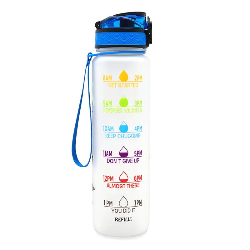 1L Tritan Water Bottle with Time Marker & Bounce Cover - Leakproof Bottle for Sports, Fitness, Cycling - Minihomy