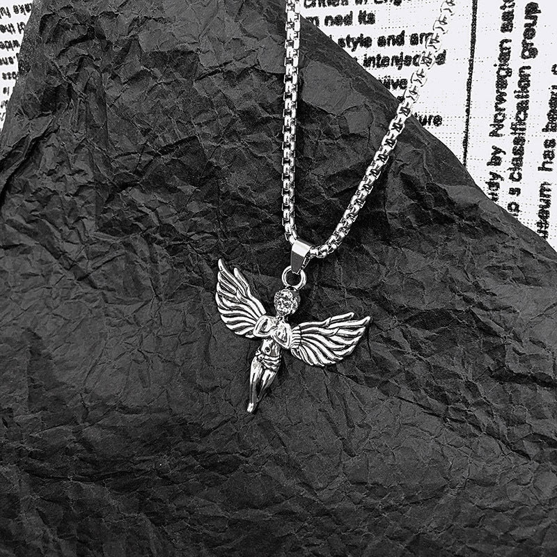 Titanium Steel Necklace Angel Wings Personality Jump Di Couple Necklace