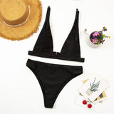 Bikini  Deep V  Swimsuit Beach High Waist Two Piece Brazilian Swimwear