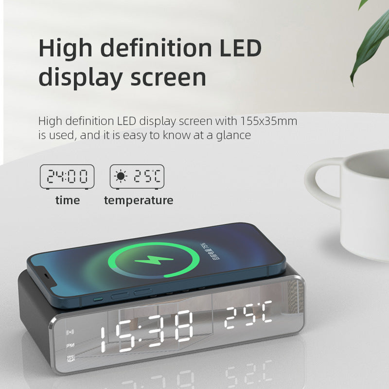 Electric Wireless Phone Charger, Clock, HD Thermometer, Mirror, Clock with Charger - Minihomy