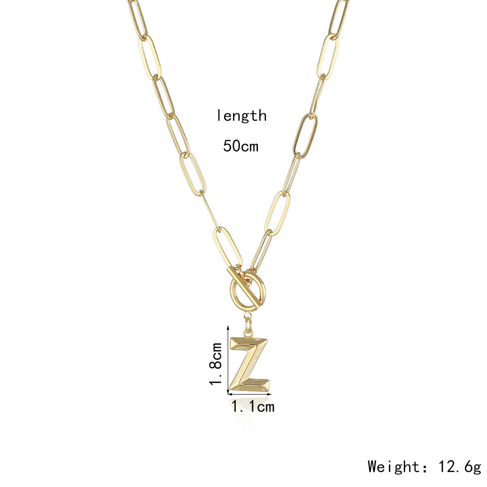 Letter Necklace Real Gold Plated Trend Hip Hop Necklace - Minihomy