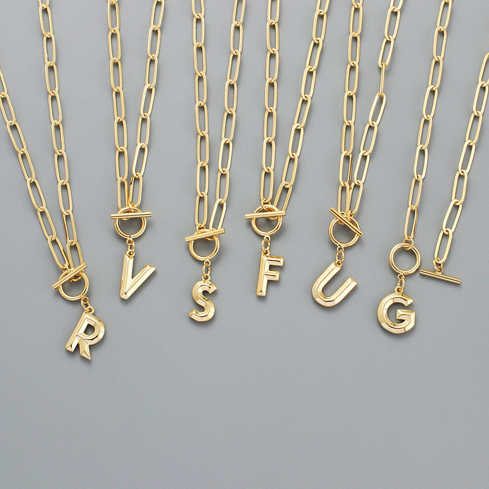 Letter Necklace Real Gold Plated Trend Hip Hop Necklace - Minihomy