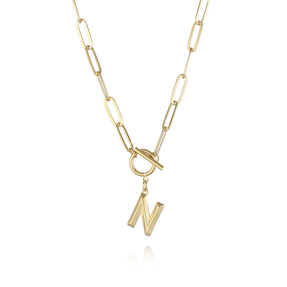 Letter Necklace Real Gold Plated Trend Hip Hop Necklace - Minihomy