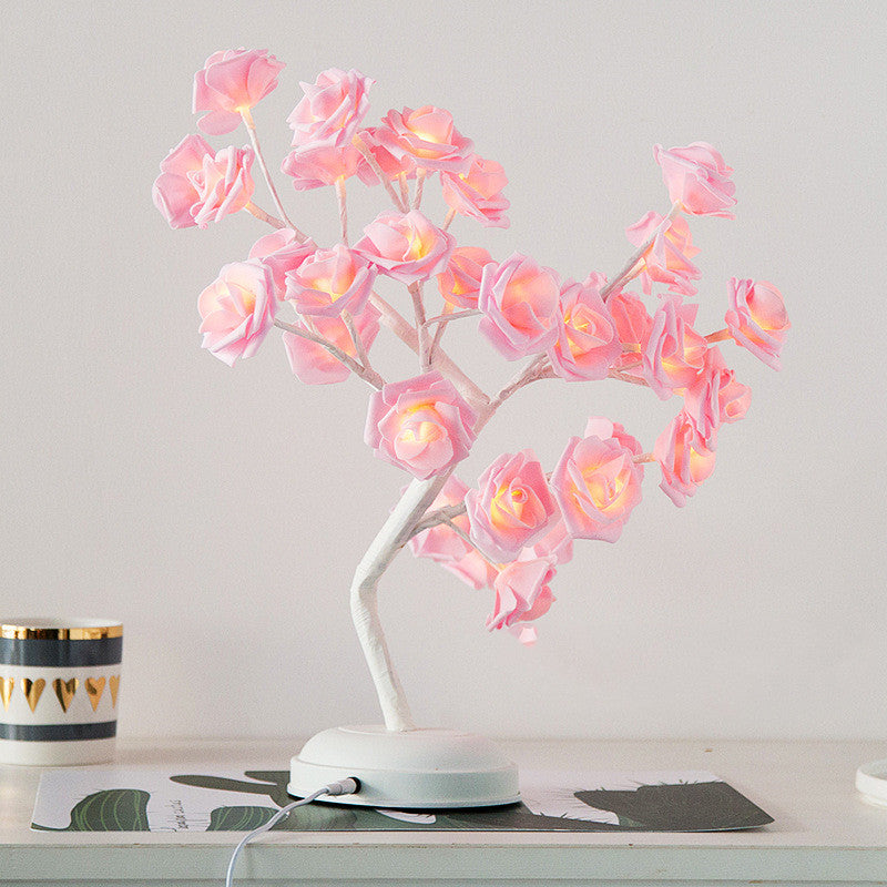 Creative Cotton Ball Tree Lamp - Battery and USB Table Lamp with Adjustable Branches - Minihomy