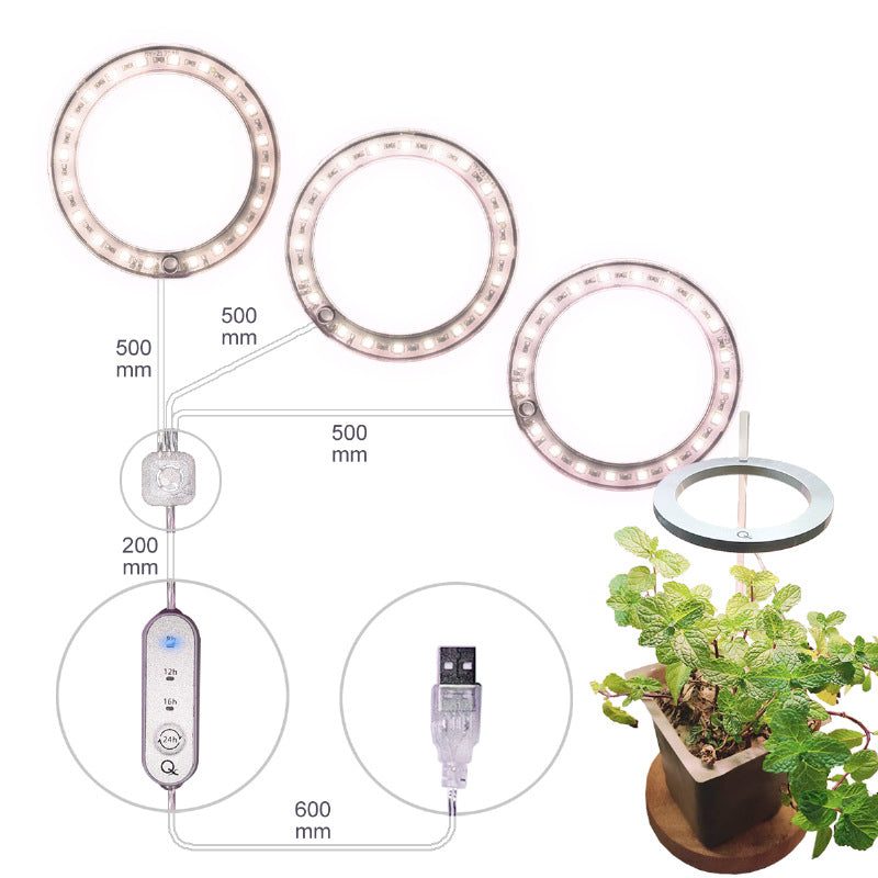 LED Grow Light Full Spectrum Angel Ring Phyto Grow Lamp USB Phytolamp