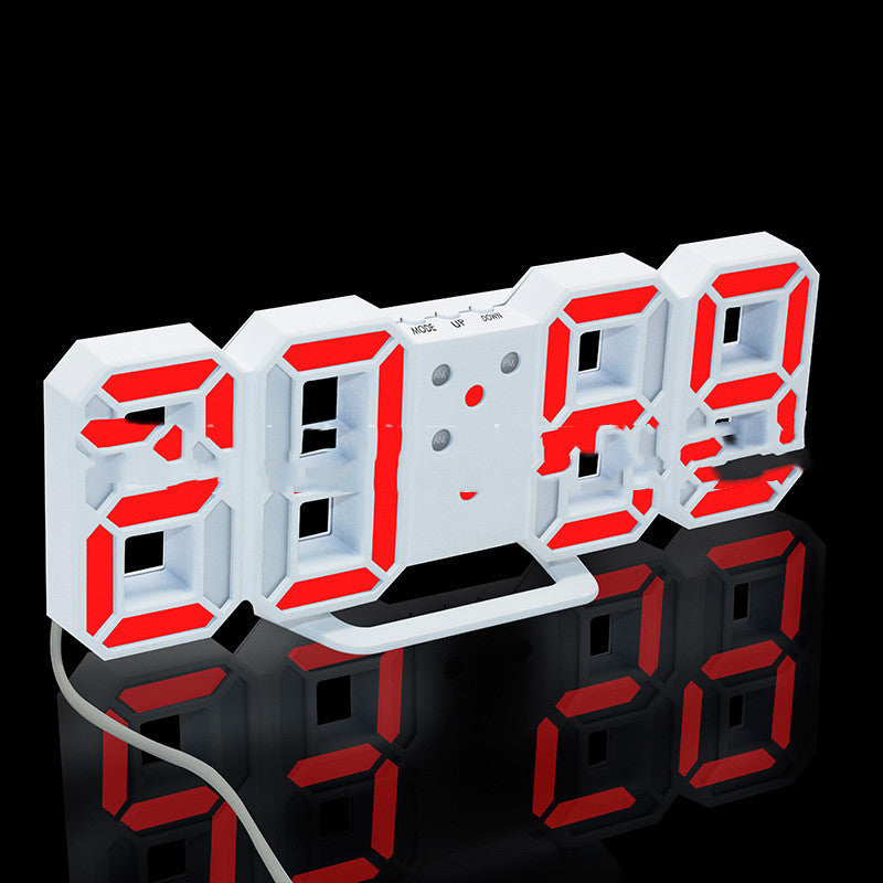 Digital Clock Electronic Alarm Clock Wall Three-dimensional Wall Clock - Minihomy