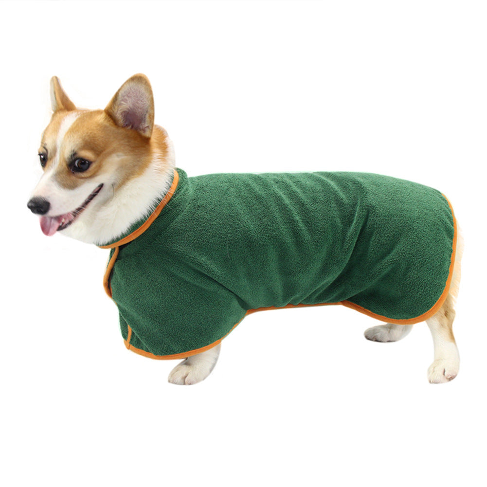 Pet Puppy Clothes Bathing Robe Neck Pet Clothes Tucked Waist Dog Shirts